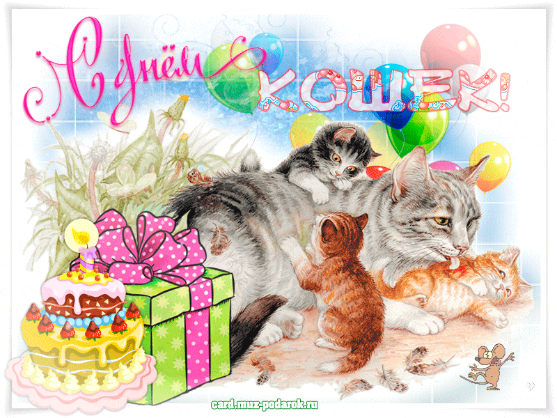 Бесплатные поздравления с днем кошек. Всемирный день кошек открытки. Откр с днем кошек.